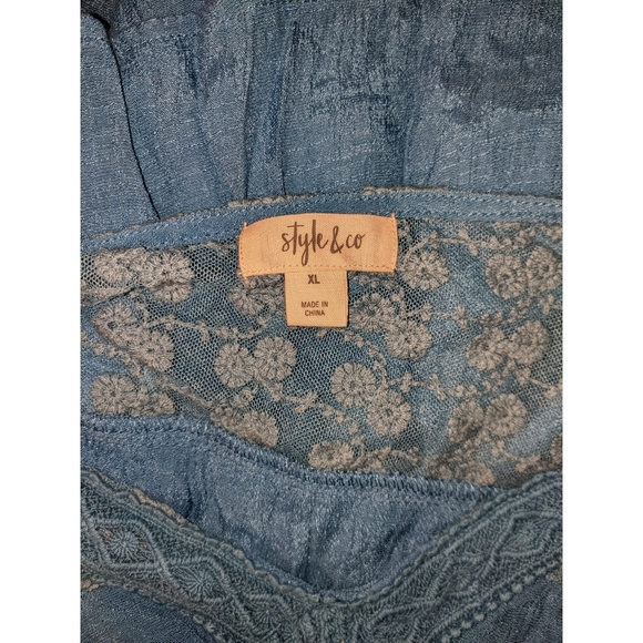 Style & Company Blue Boho Blouse Size XL - Picture 5 of 7